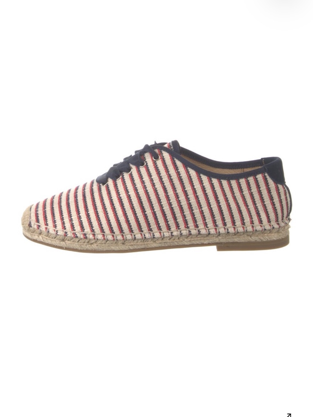 Maje Striped Canvas Espadrille Lace-Up Shoe in Navy/Red